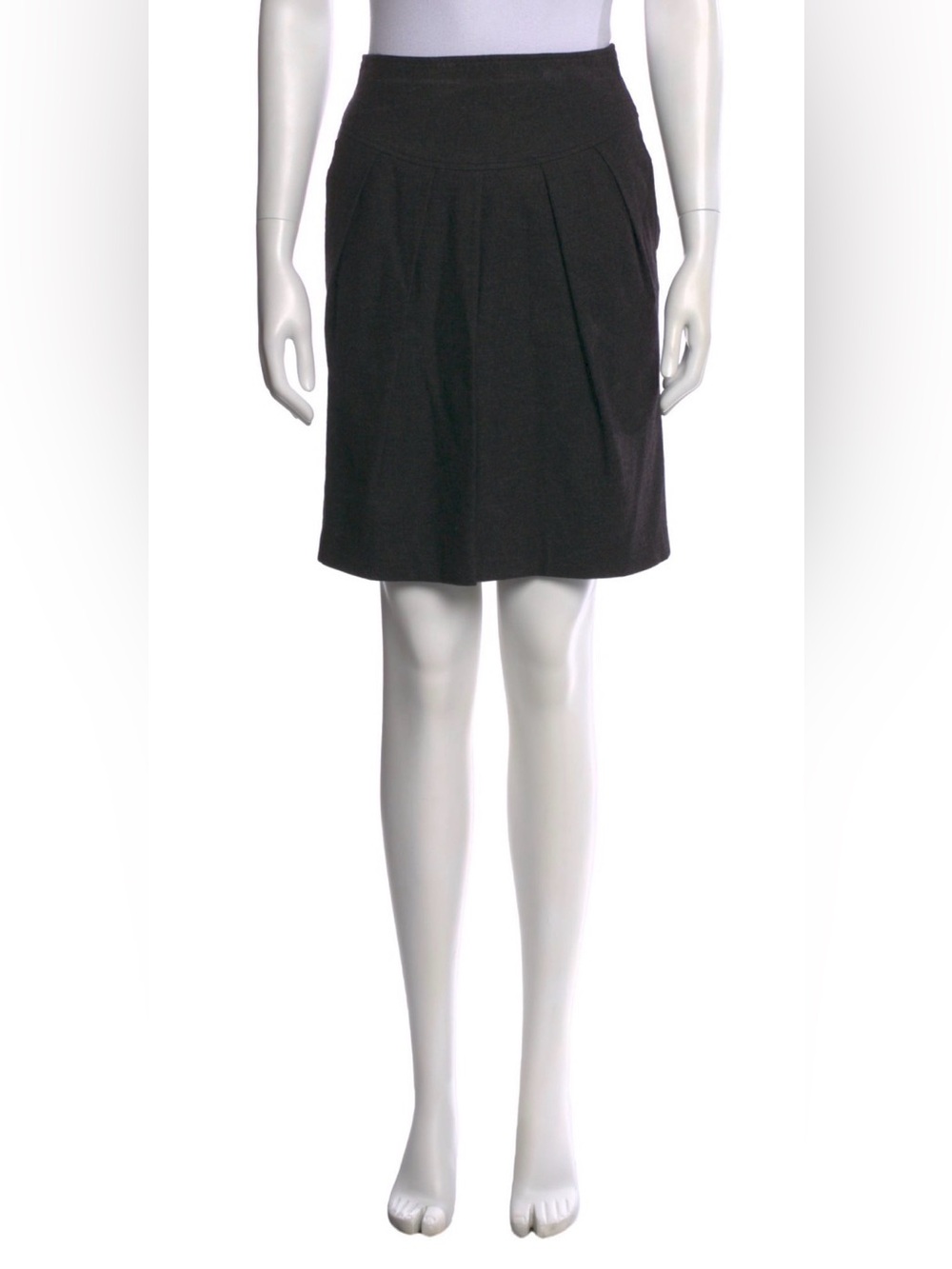 MaxMara Virgin Wool Black Pleated Midi Skirt